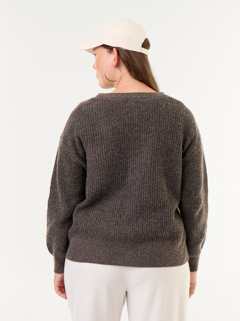 Cardigan con scollo a V Marrone - Kiabi