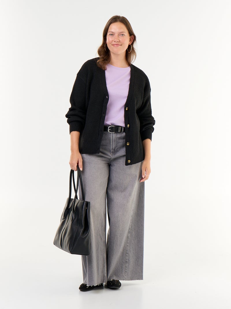 Cardigan con scollo a V Nero - Kiabi
