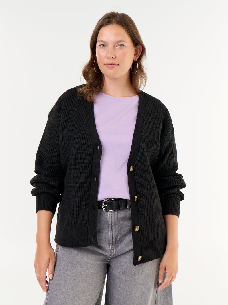 Cardigan con scollo a V Nero - Kiabi