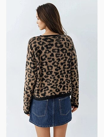 Cardigan con stampa leopardata e bottoni my fashion