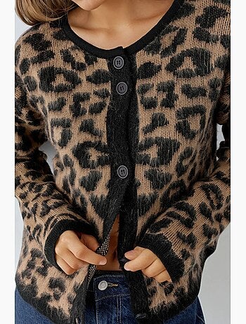 Cardigan con stampa leopardata e bottoni my fashion