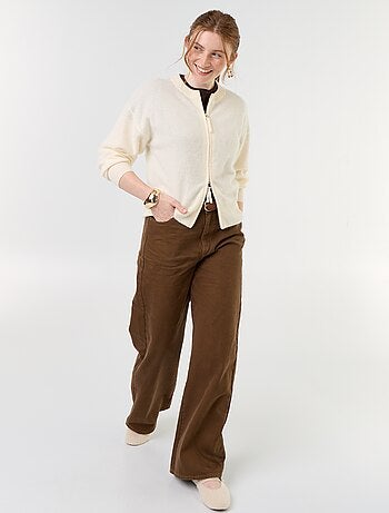 Cardigan con zip 100% lana - Premium