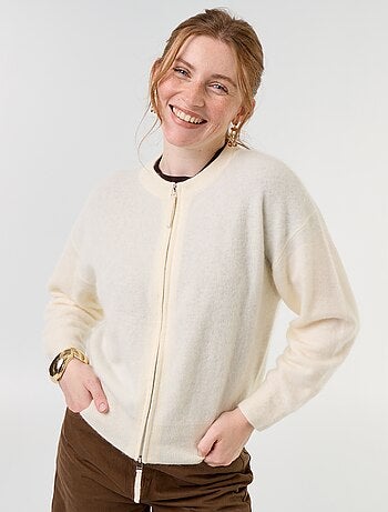 Cardigan con zip 100% lana - Premium