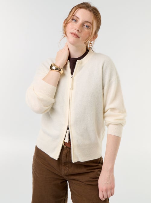 Cardigan con zip 100% lana - Premium - Kiabi