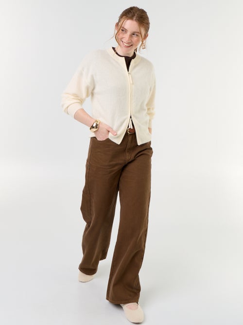 Cardigan con zip 100% lana - Premium - Kiabi