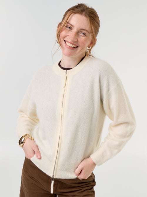 Cardigan con zip 100% lana - Premium - Kiabi