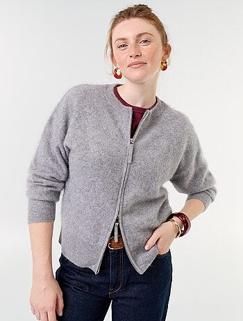Cardigan con zip 100% lana - Premium