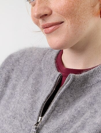 Cardigan con zip 100% lana - Premium