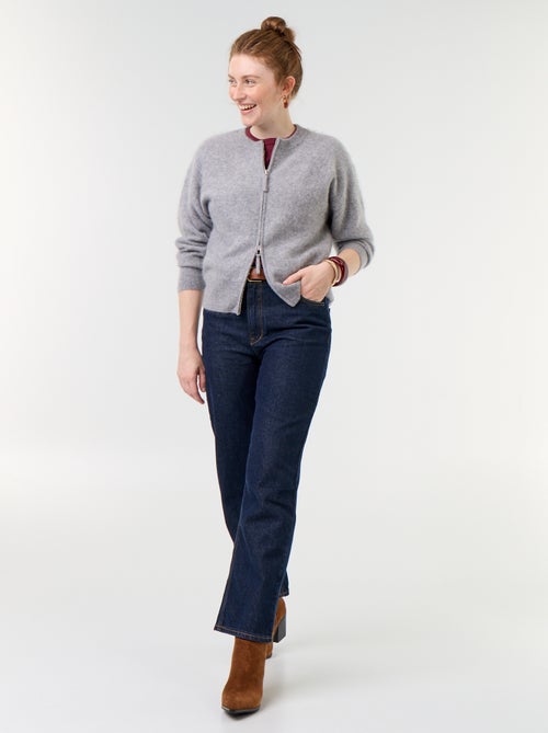 Cardigan con zip 100% lana - Premium - Kiabi Cardigan con zip 100% lana - Premium - Kiabi