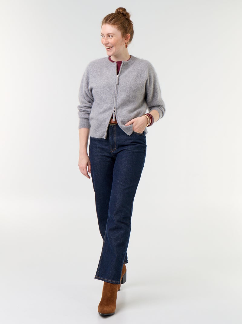 Cardigan con zip 100% lana - Premium Grigio - Kiabi