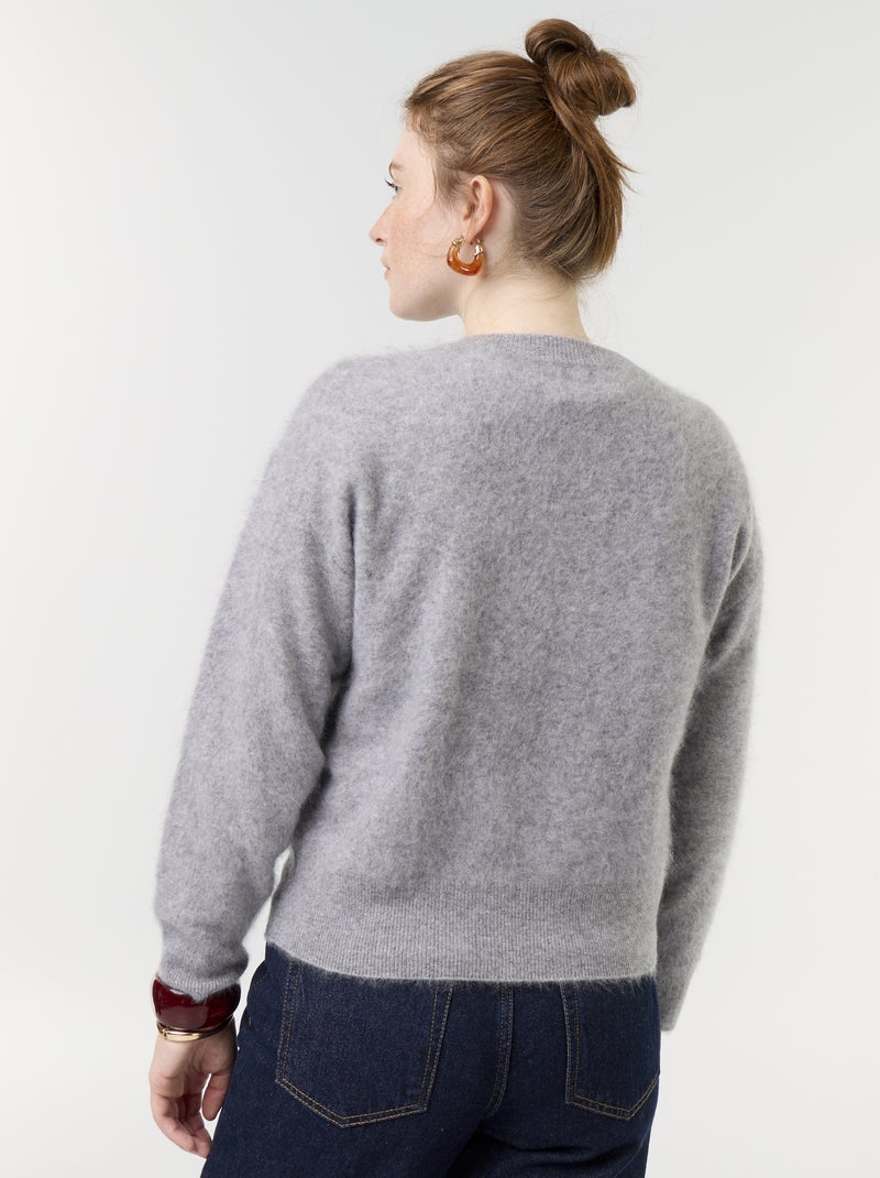 Cardigan con zip 100% lana - Premium Grigio - Kiabi