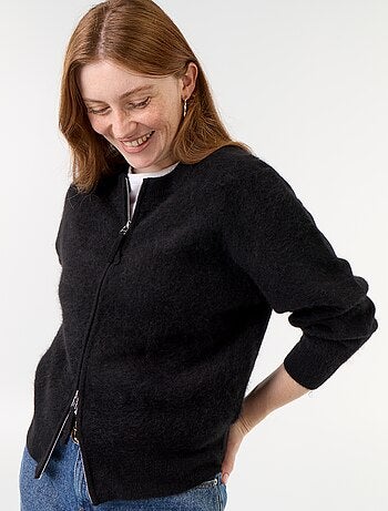 Cardigan con zip 100% lana - Premium
