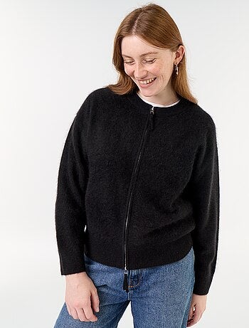 Cardigan con zip 100% lana - Premium