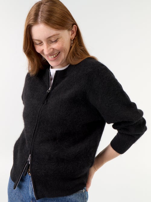 Cardigan con zip 100% lana - Premium - Kiabi Cardigan con zip 100% lana - Premium - Kiabi