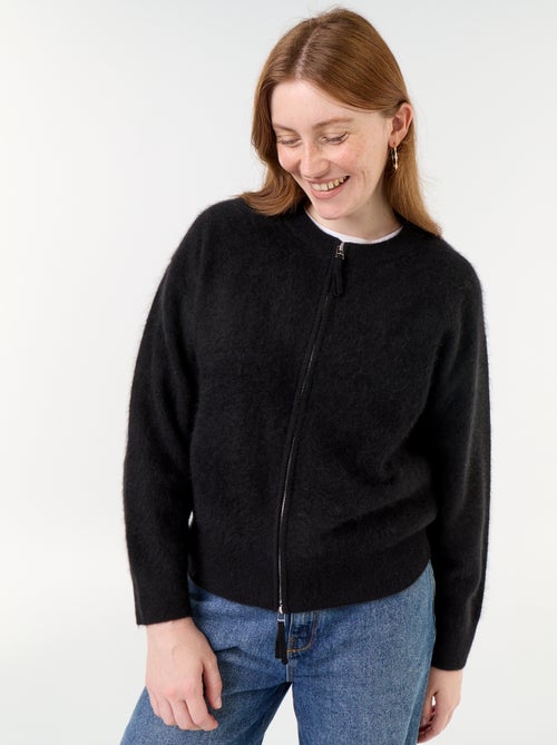 Cardigan con zip 100% lana - Premium - Kiabi Cardigan con zip 100% lana - Premium - Kiabi