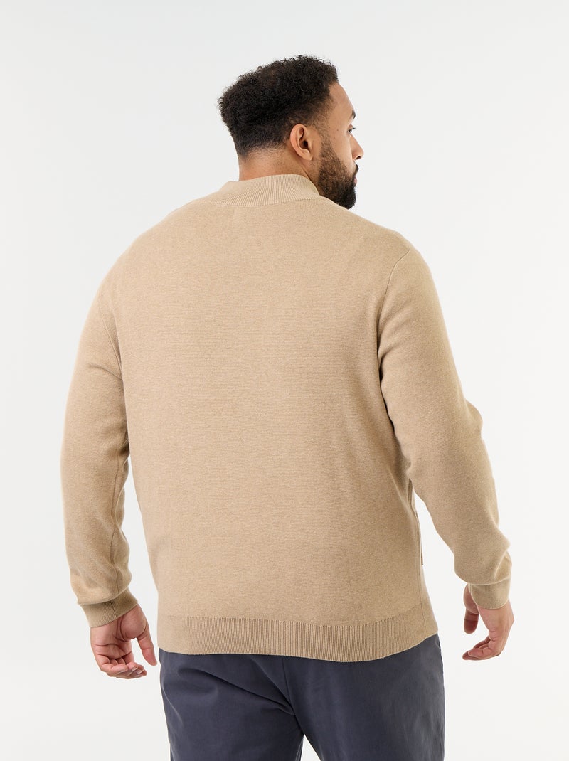 Cardigan con zip a collo alto Beige - Kiabi