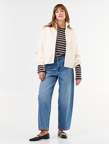 Cardigan con zip a collo alto