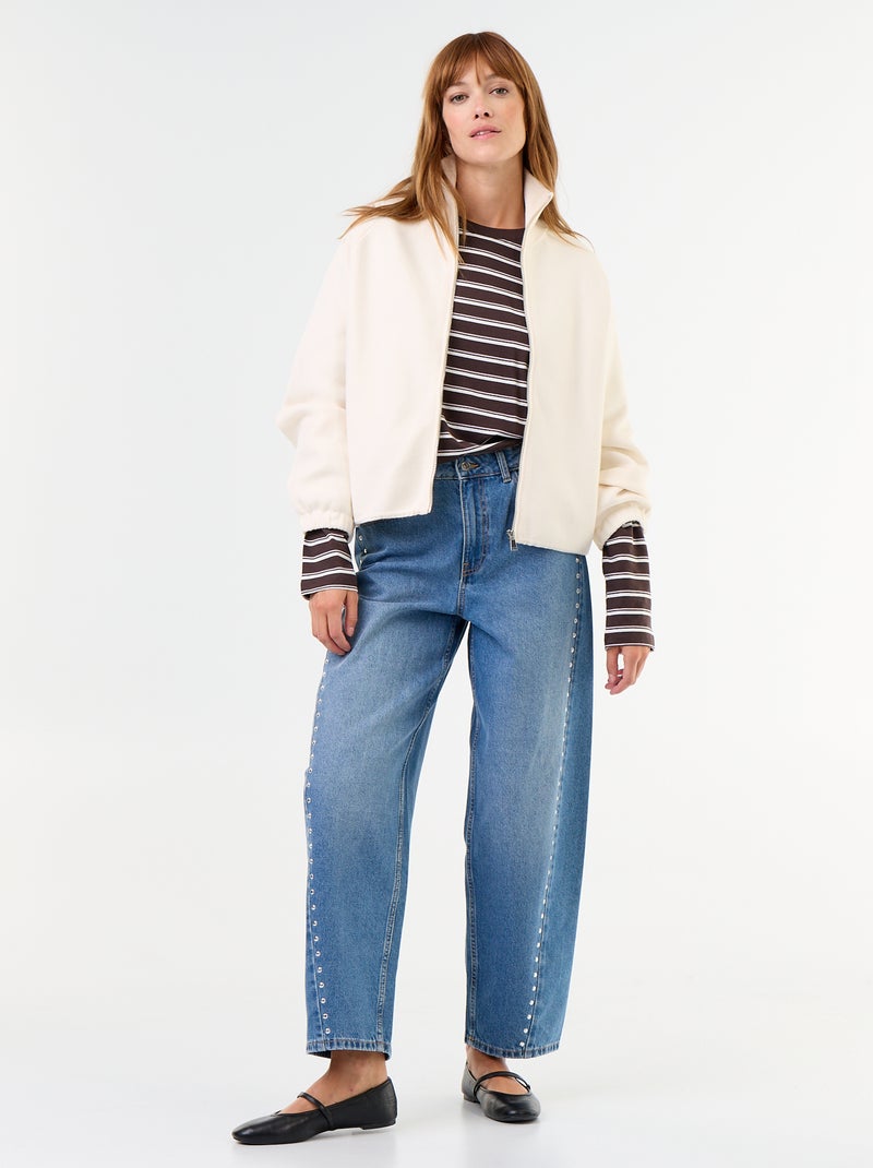 Cardigan con zip a collo alto Beige - Kiabi