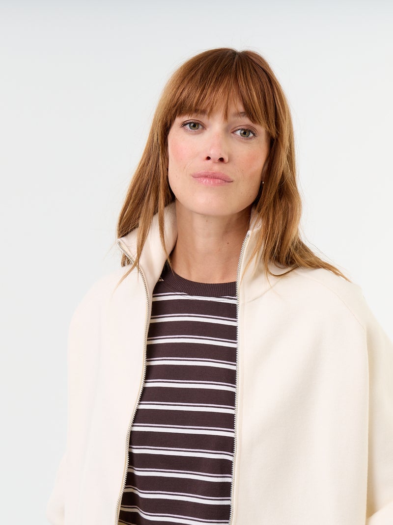 Cardigan con zip a collo alto Beige - Kiabi