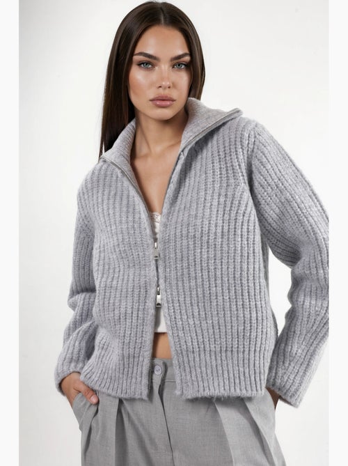 Cardigan con zip a collo alto in maglia spessa testurizzata hiccup - Kiabi Cardigan con zip a collo alto in maglia spessa testurizzata hiccup - Kiabi