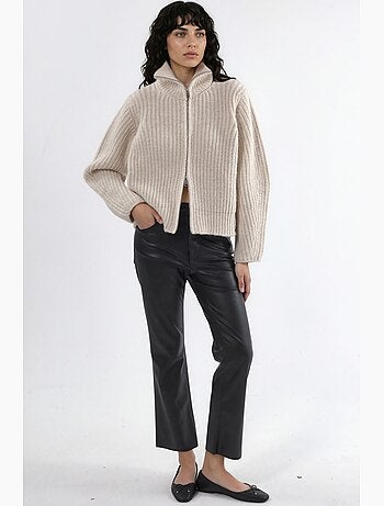 Cardigan con zip a collo alto in maglia spessa testurizzata hiccup