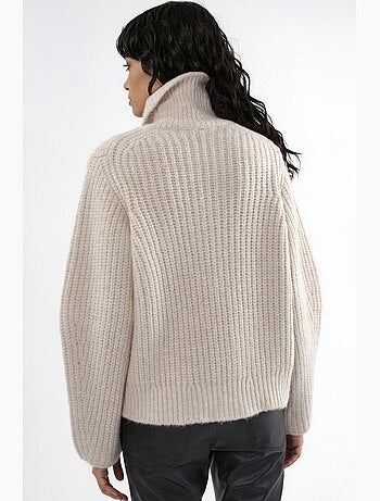 Cardigan con zip a collo alto in maglia spessa testurizzata hiccup
