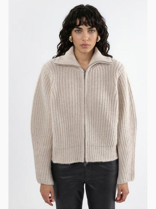 Cardigan con zip a collo alto in maglia spessa testurizzata hiccup - Kiabi Cardigan con zip a collo alto in maglia spessa testurizzata hiccup - Kiabi