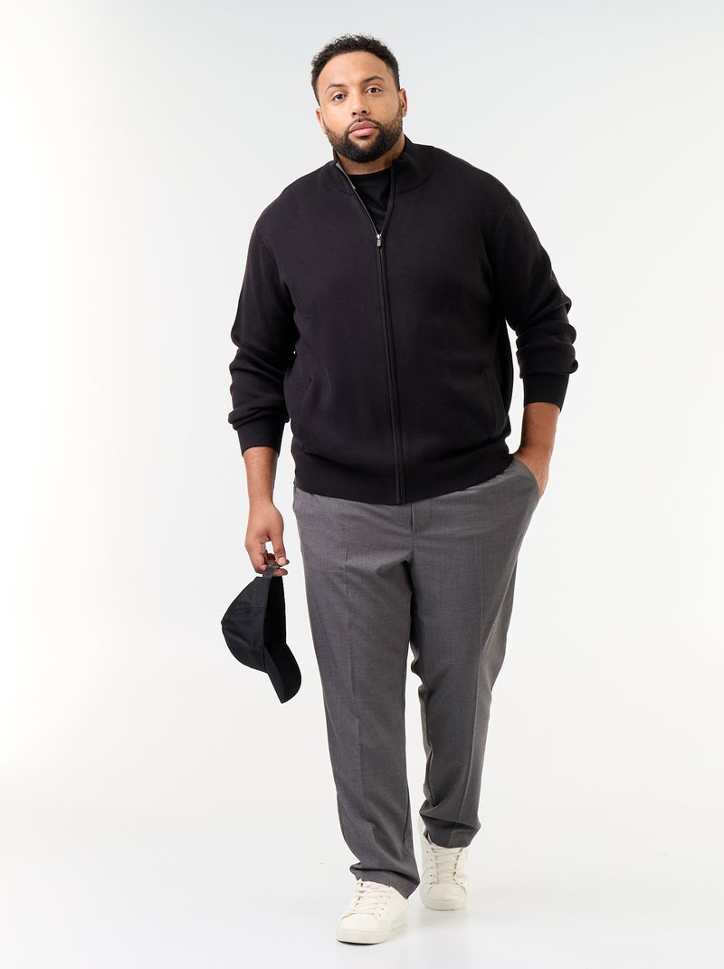 Cardigan con zip a collo alto Nero - Kiabi