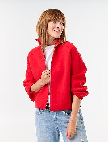 Cardigan con zip a collo alto