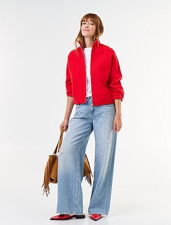 Cardigan con zip a collo alto