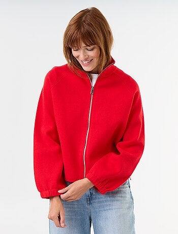 Cardigan con zip a collo alto