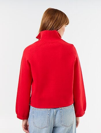 Cardigan con zip a collo alto