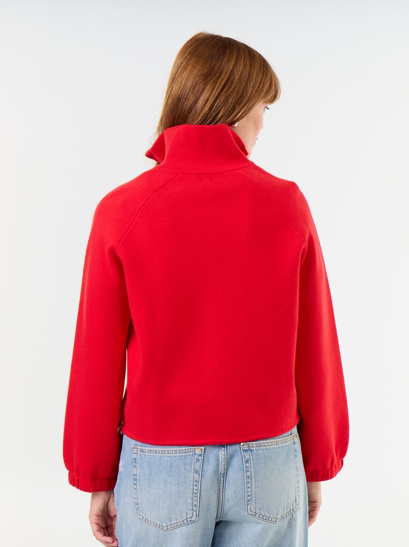 Cardigan con zip a collo alto Rosso - Kiabi