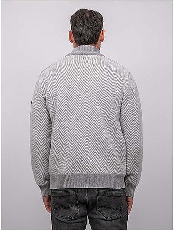 Cardigan con zip a motivo spigato lenidico