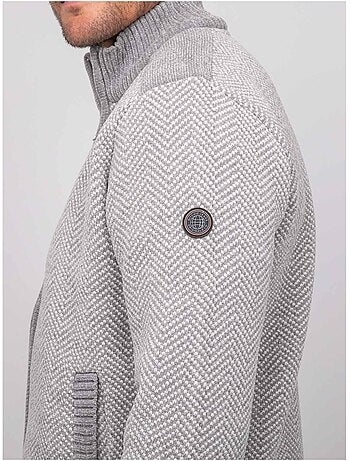 Cardigan con zip a motivo spigato lenidico