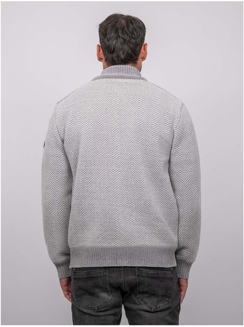 Cardigan con zip a motivo spigato lenidico Grigio - Kiabi