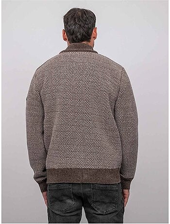 Cardigan con zip a motivo spigato lenidico