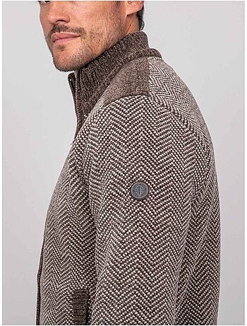 Cardigan con zip a motivo spigato lenidico