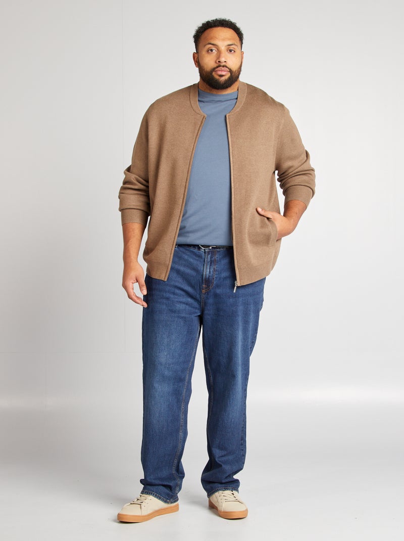 Cardigan con zip cardigan in maglia - maglia piqué BEIGE - Kiabi