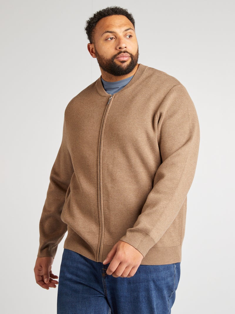 Cardigan con zip cardigan in maglia - maglia piqué BEIGE - Kiabi