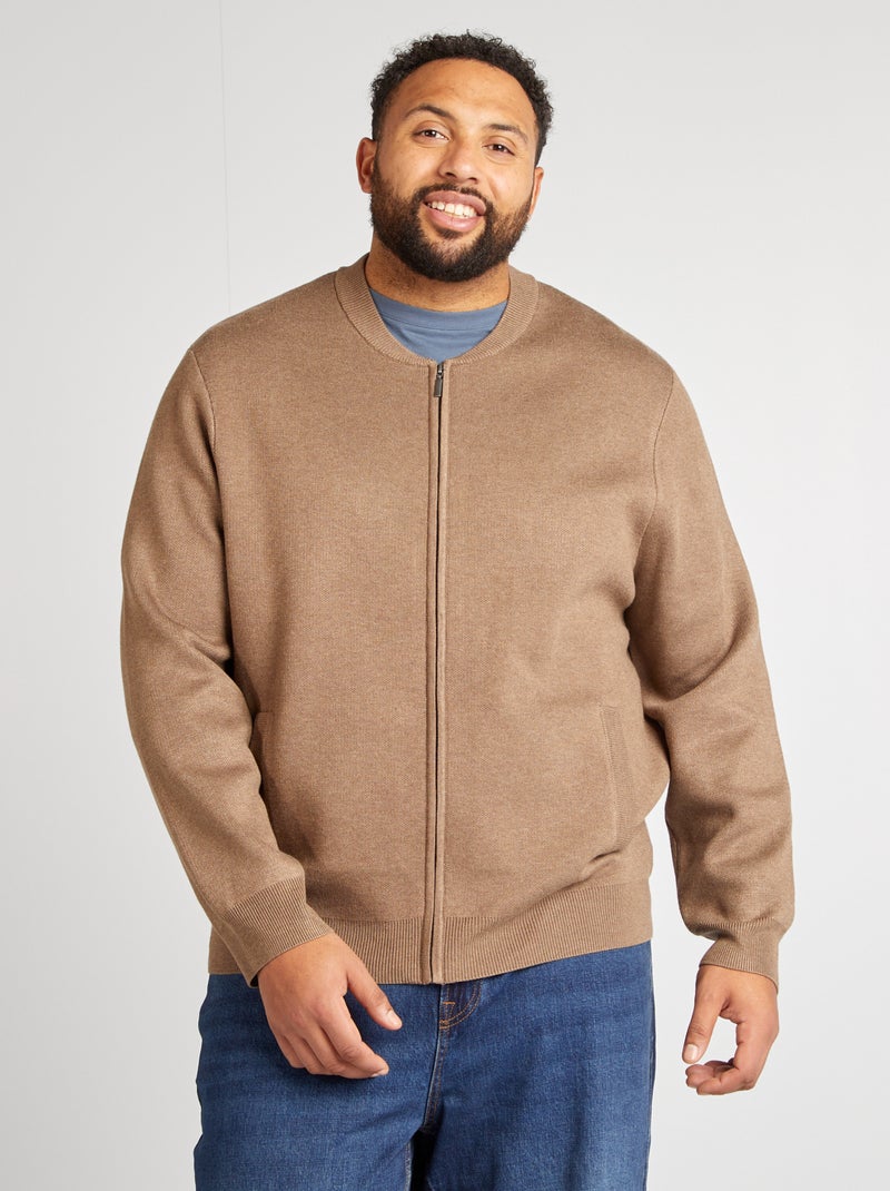 Cardigan con zip cardigan in maglia - maglia piqué BEIGE - Kiabi