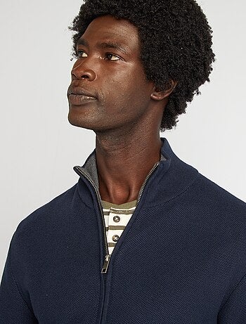 Cardigan con zip collo alto