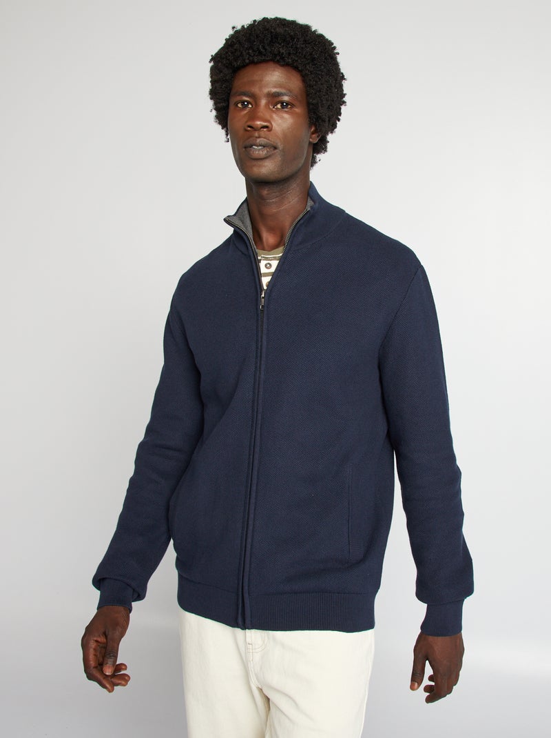 Cardigan con zip collo alto BLU - Kiabi