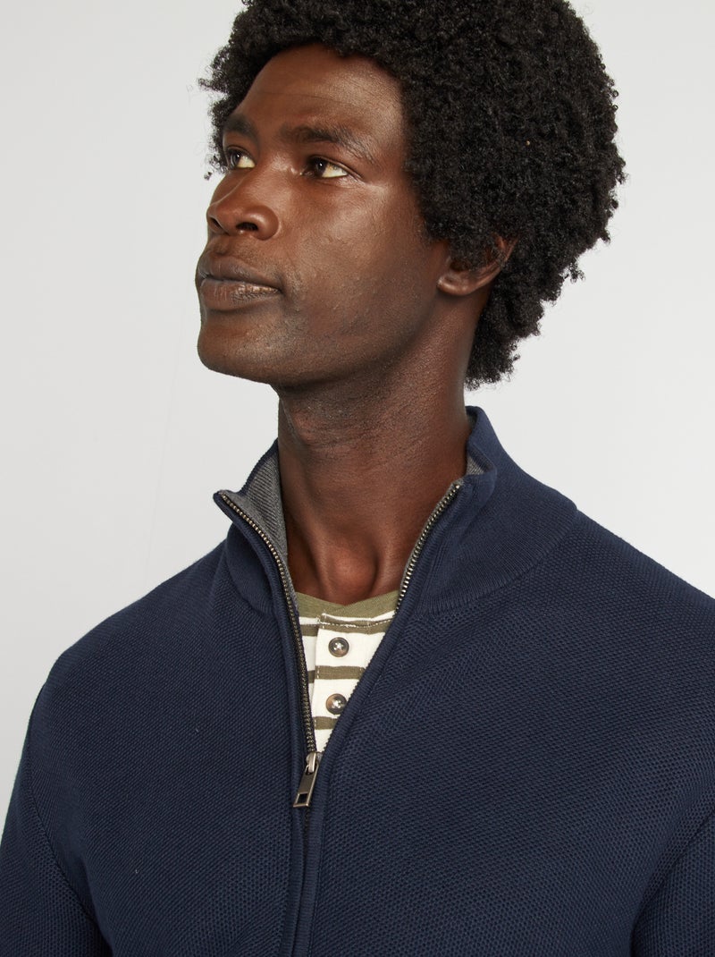 Cardigan con zip collo alto BLU - Kiabi
