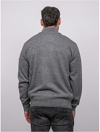 Cardigan con zip, collo alto e motivo geometrico lideral