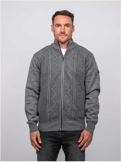 Cardigan con zip, collo alto e motivo geometrico lideral - Kiabi Cardigan con zip, collo alto e motivo geometrico lideral - Kiabi