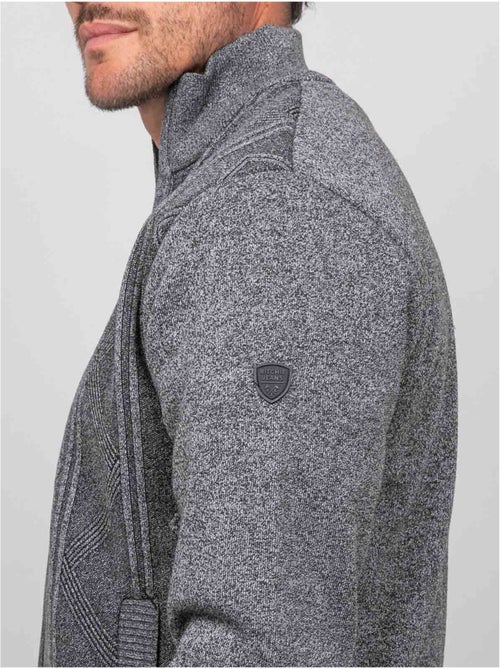 Cardigan con zip, collo alto e motivo geometrico lideral - Kiabi Cardigan con zip, collo alto e motivo geometrico lideral - Kiabi