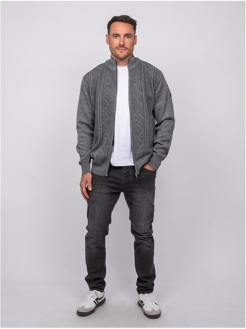 Cardigan con zip, collo alto e motivo geometrico lideral - Kiabi Cardigan con zip, collo alto e motivo geometrico lideral - Kiabi