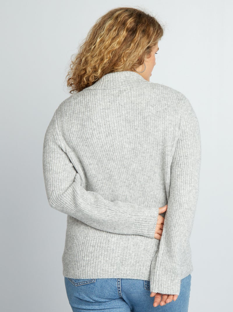 Cardigan con zip collo alto grigio - Kiabi