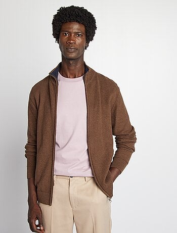 Cardigan con zip collo alto